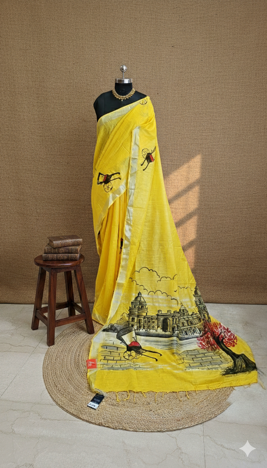 Linen HandPaint Saree
