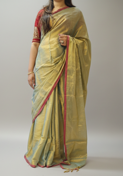 Tissue Saree Sea Green