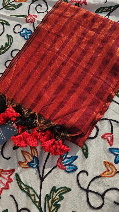 Striped Mul Cotton Saree