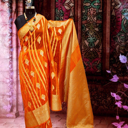 Rust Kora Saree
