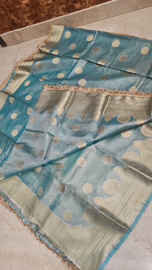 Tissue Lace Banarasiya- Sky