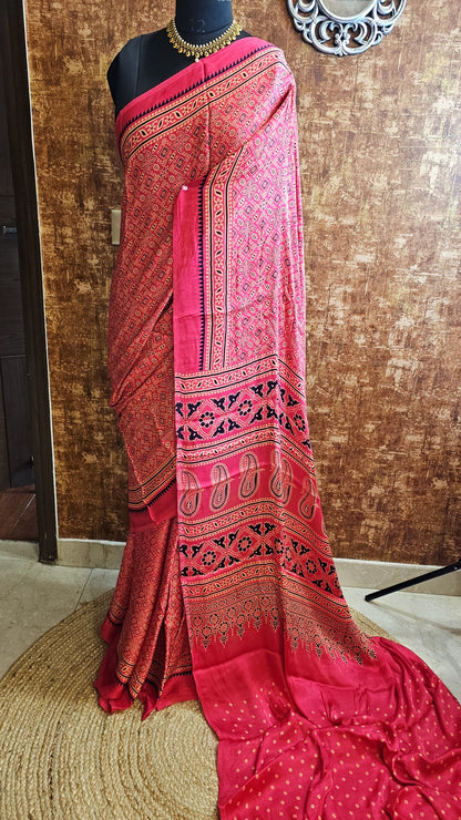 Pure Ajrak Saree