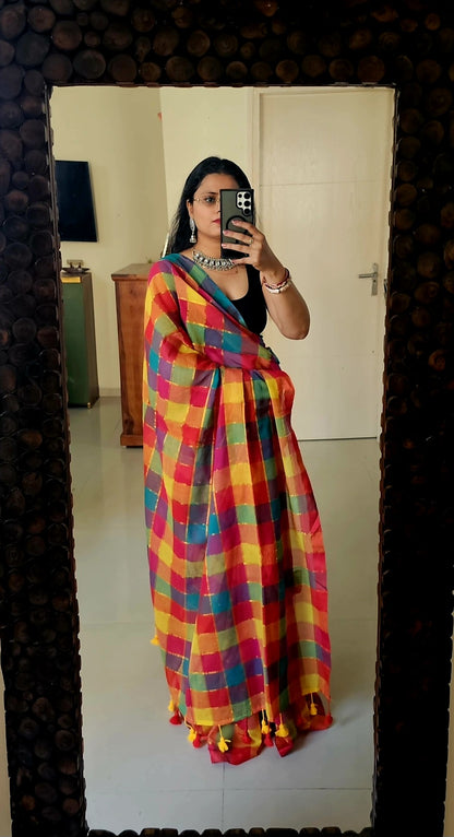 Vibrant - Check Saree
