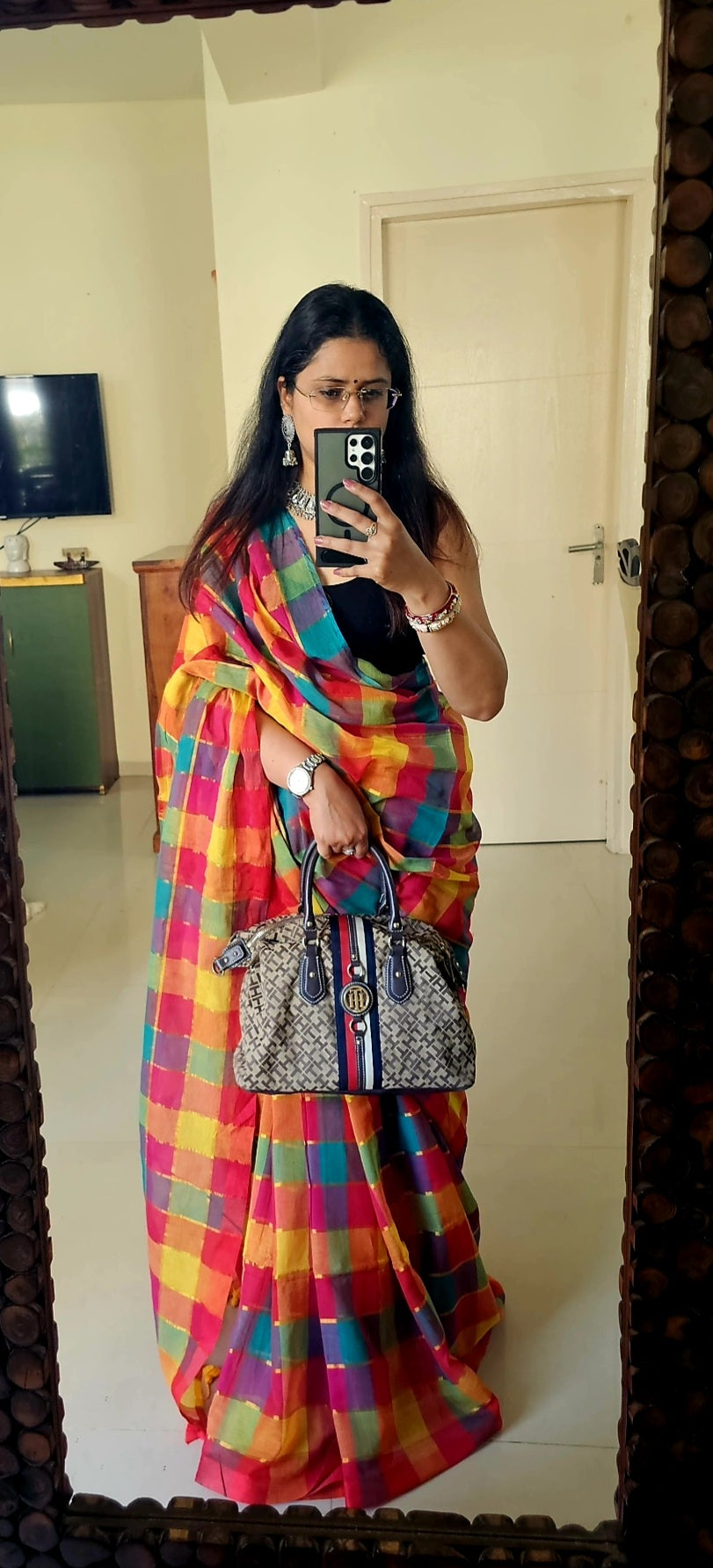 Vibrant - Check Saree