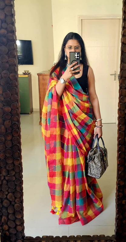 Vibrant - Check Saree