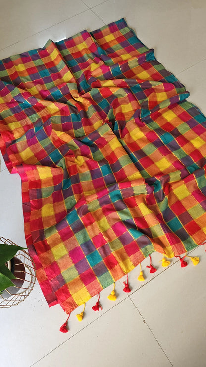 Vibrant - Check Saree