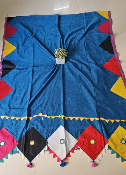 Boho Patchwork Saree – Royal Blue