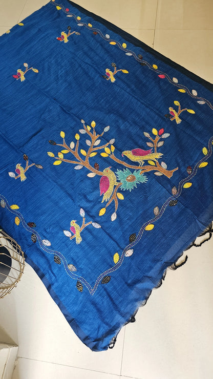 Bird kantha - Blue