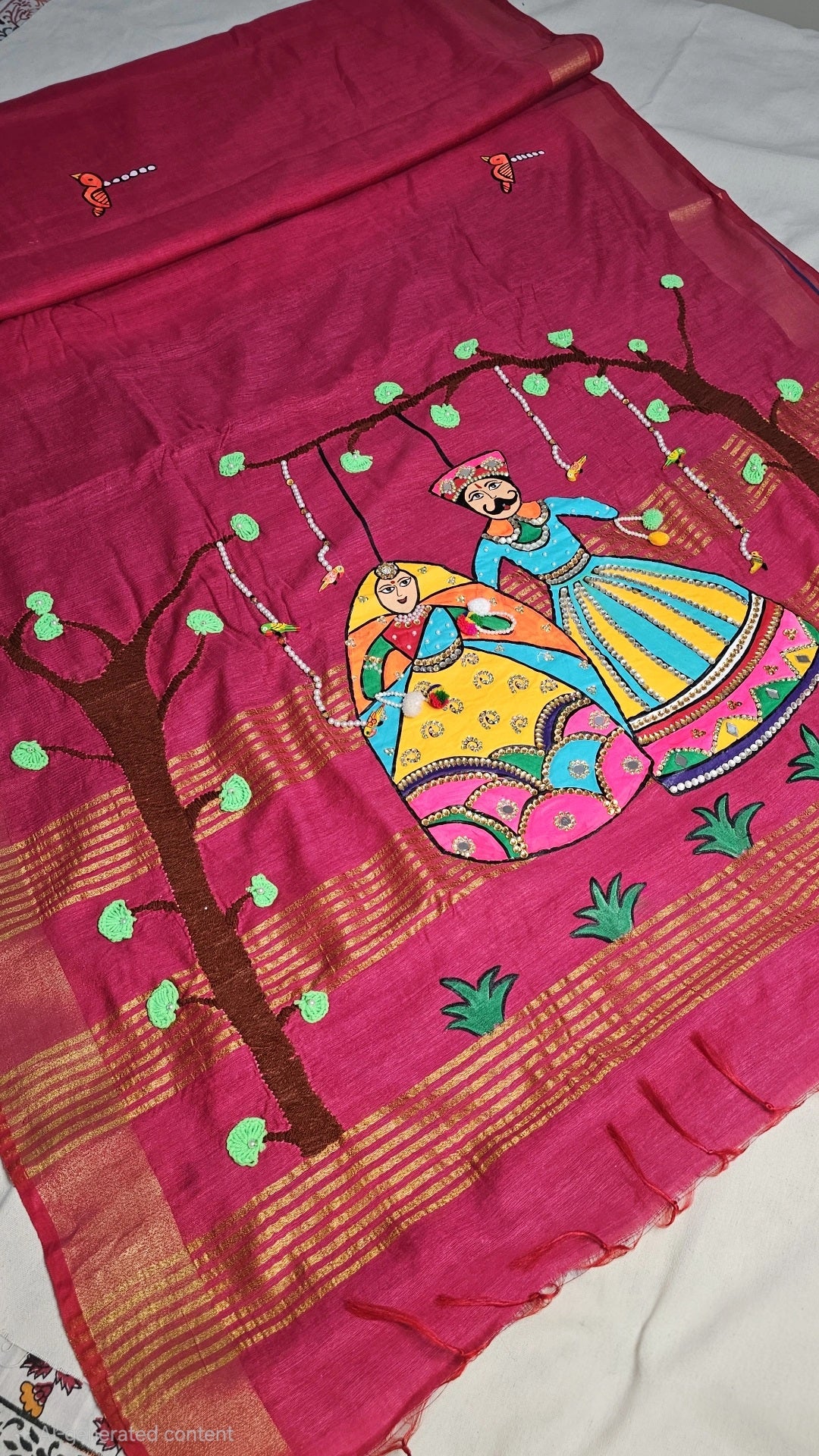 3D hand paint saree