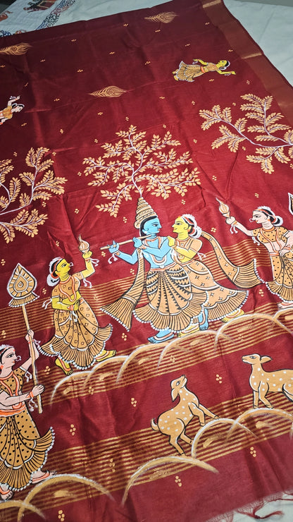 Krishan Rasleela HandPaint Saree