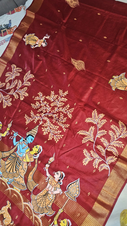 Krishan Rasleela HandPaint Saree