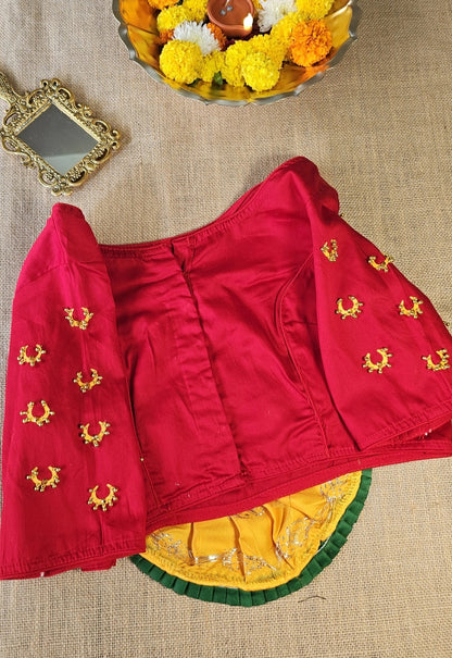 Hand-Painted Goddess Lakshmi 3D work Stitched Blouse