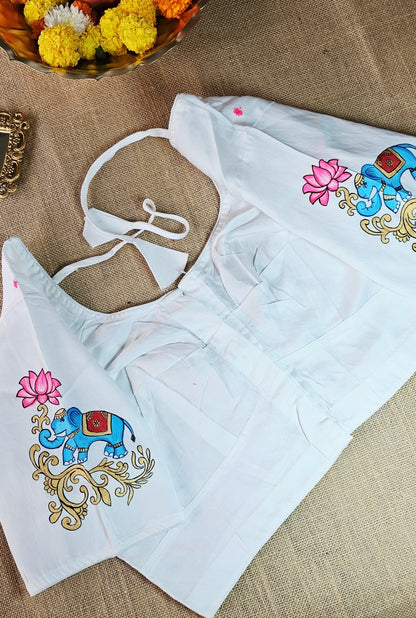 Hand-Painted Goddess Lakshmi Stitched Blouse