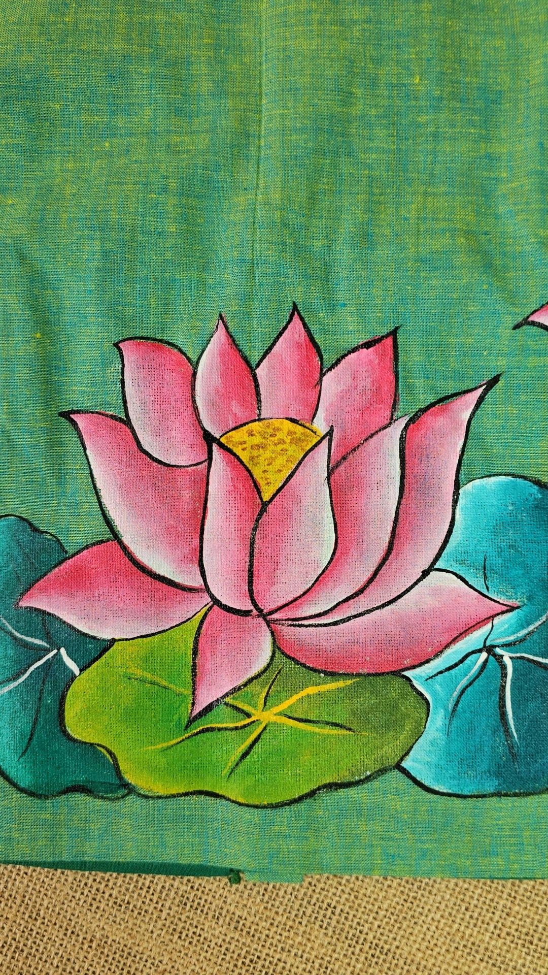 Hand-Painted Lotus Blouse – Dual Shade Khadi Cotton