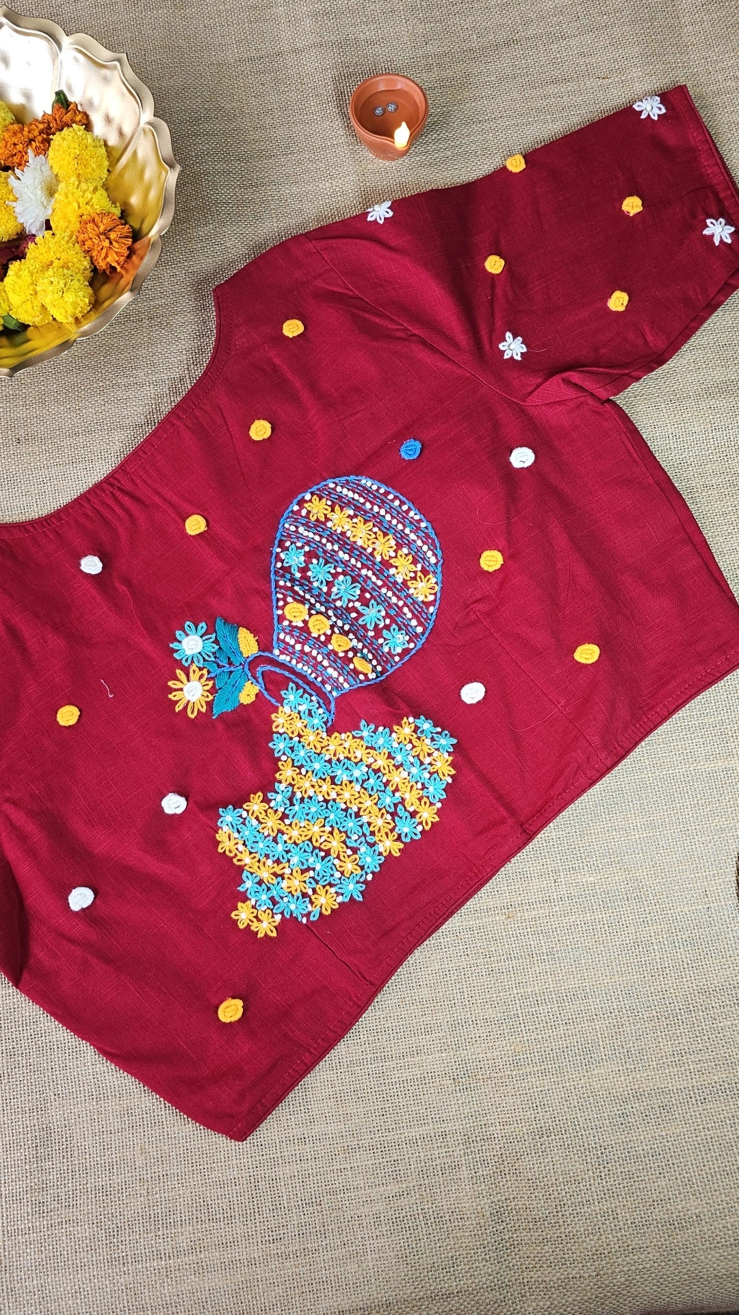 Hand-Embroidery Blouse - Red