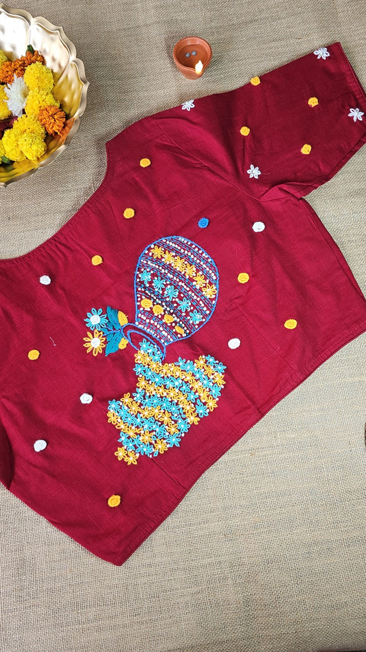 Hand-Embroidery Blouse - Red