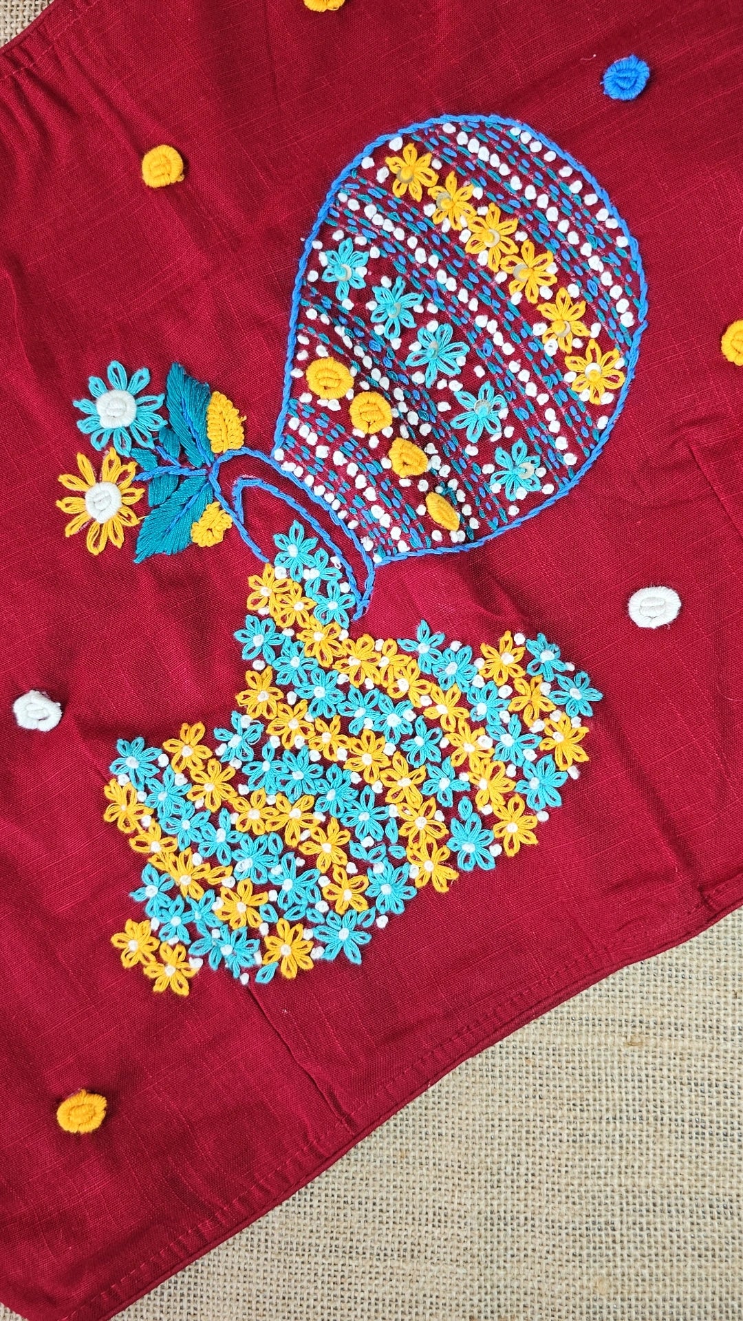 Hand-Embroidery Blouse - Red
