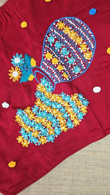 Hand-Embroidery Blouse - Red