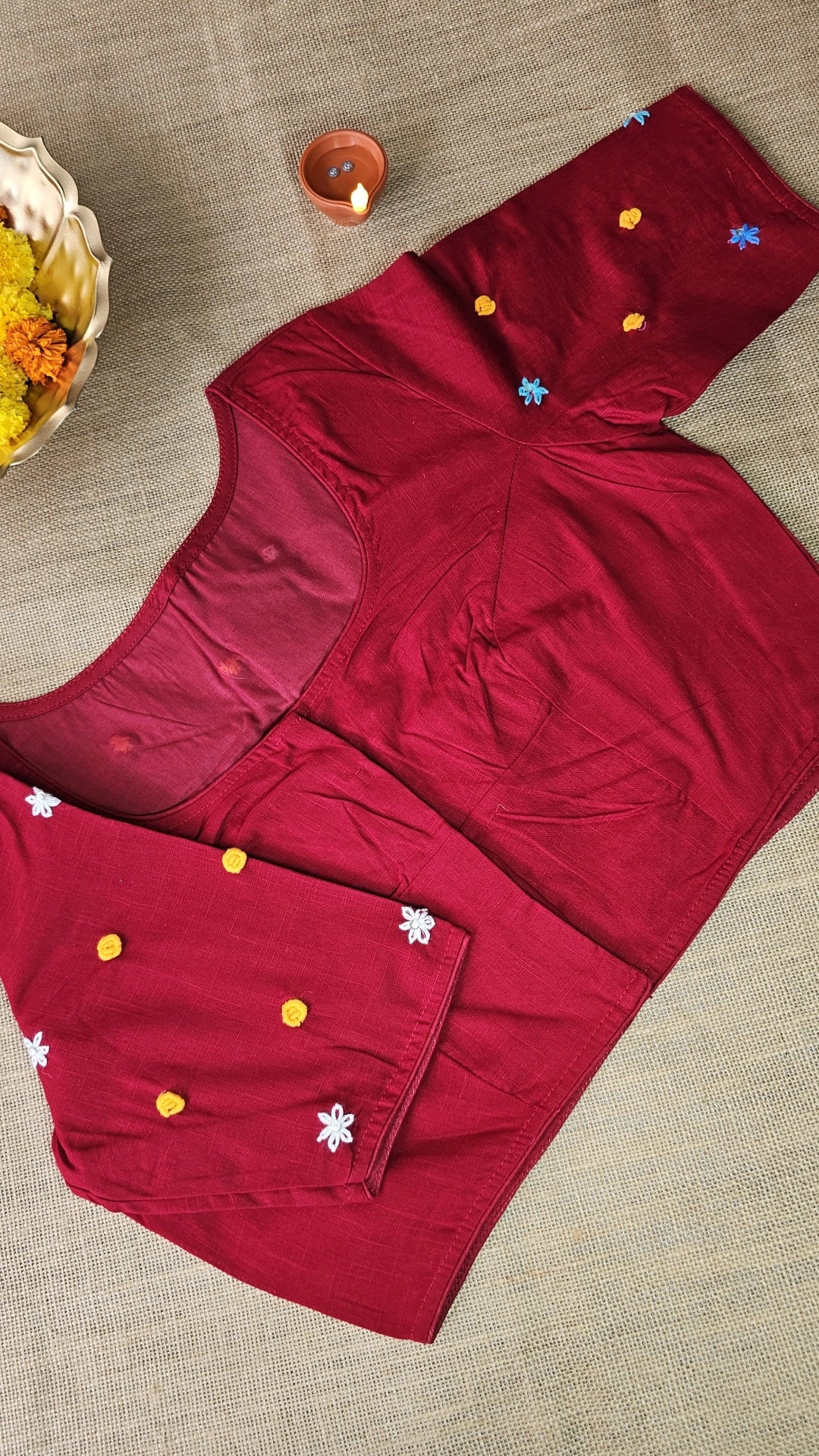 Hand-Embroidery Blouse - Red