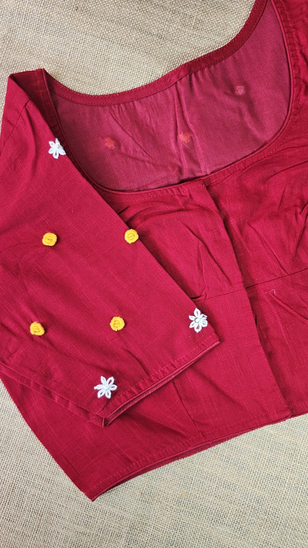 Hand-Embroidery Blouse - Red
