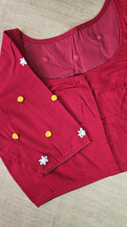 Hand-Embroidery Blouse - Red