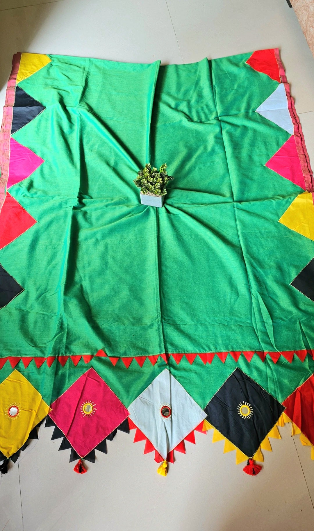 Boho Patchwork Saree – Green