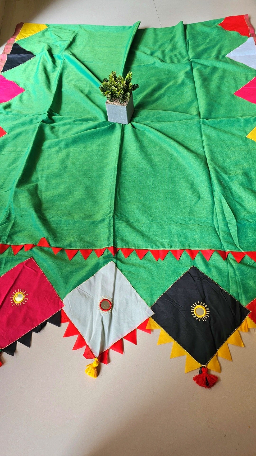 Boho Patchwork Saree – Green
