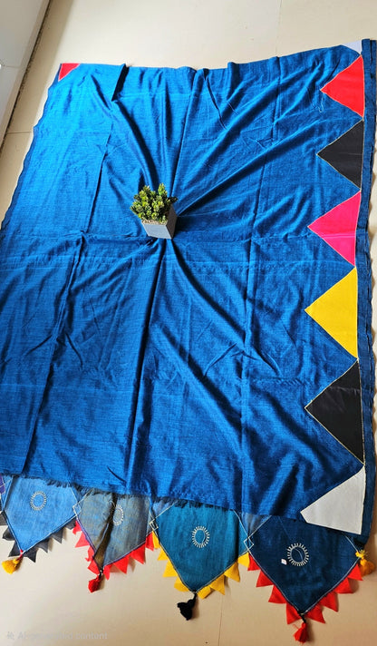 Boho Patchwork Saree – Royal Blue