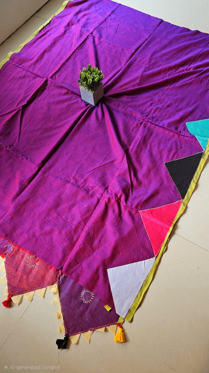 Boho Patchwork Saree – Purple