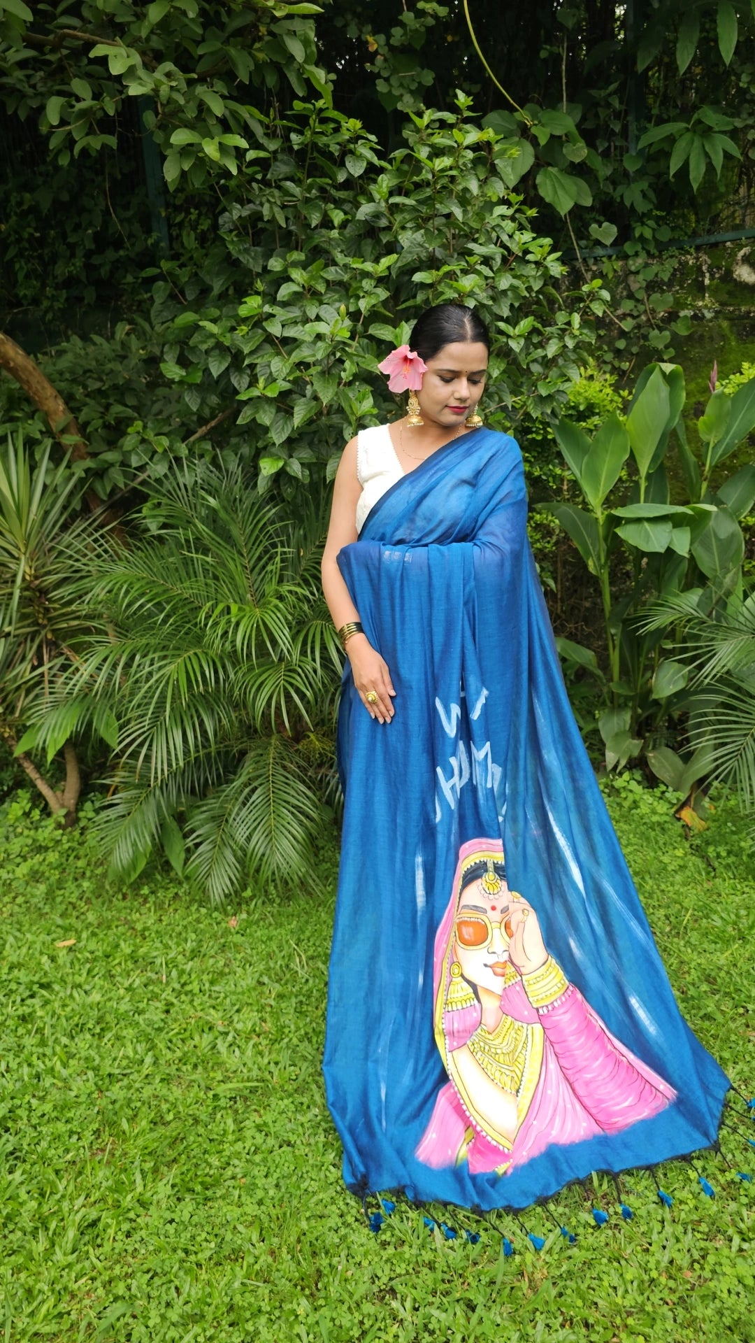 Jhumka – Handpainted Pure Mul Cotton Saree