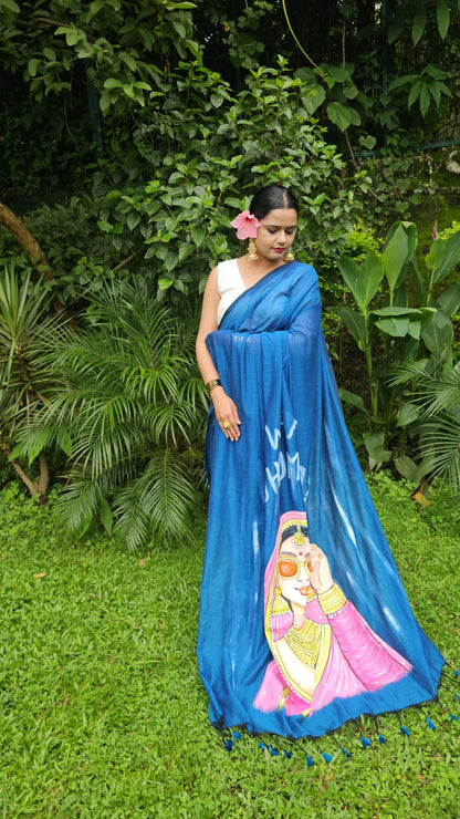 Jhumka – Handpainted Pure Mul Cotton Saree