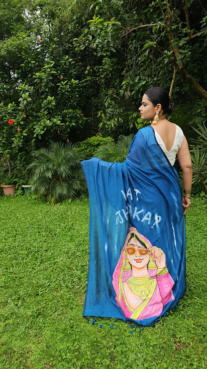 Jhumka – Handpainted Pure Mul Cotton Saree