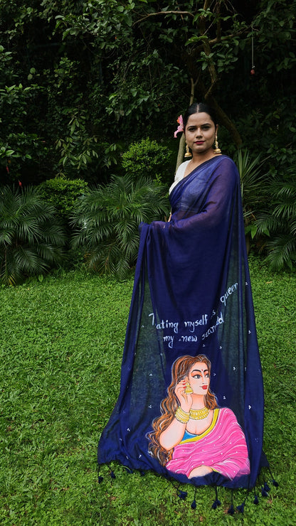 Nayika – Handpainted Pure Mul Cotton Saree