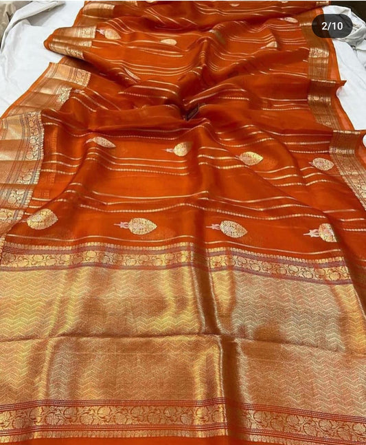 Rust Kora Saree