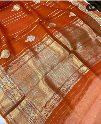 Rust Kora Saree