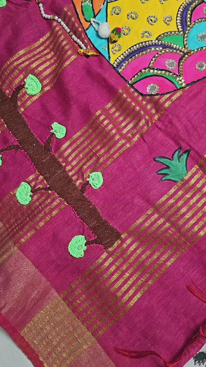 3D hand paint saree