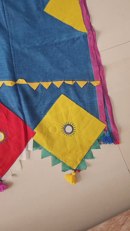 Boho Patchwork Saree – Royal Blue