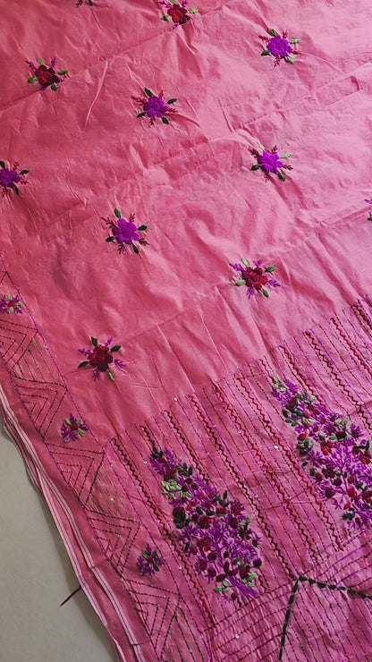 Gulrosa Pink Heritage Embroidery Saree