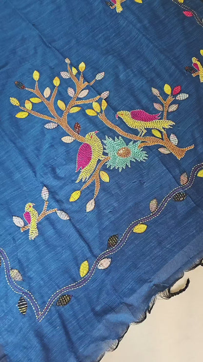Bird kantha - Blue