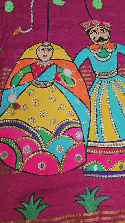 3D hand paint saree