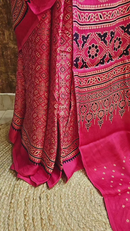 Pure Ajrak Saree