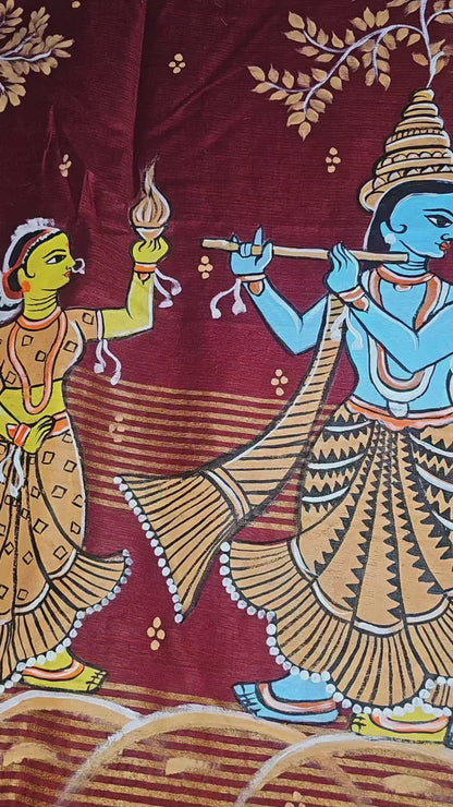 Krishan Rasleela HandPaint Saree