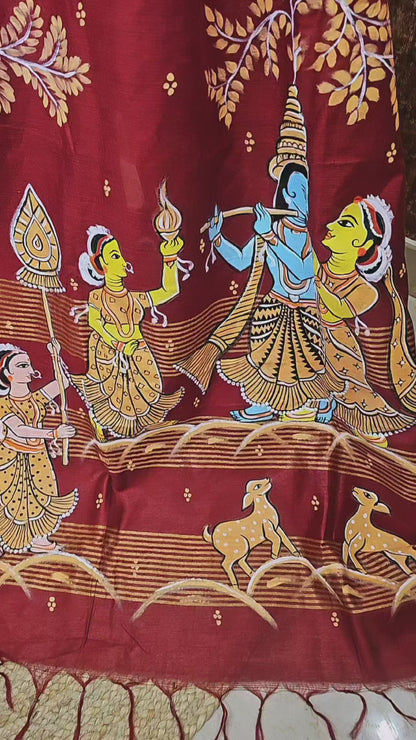 Krishan Rasleela HandPaint Saree