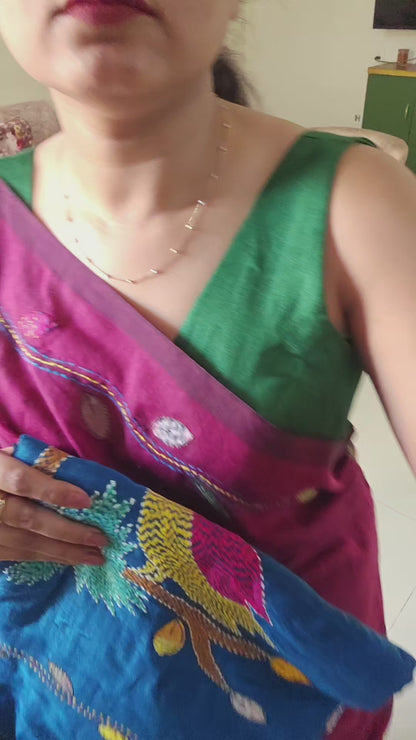 Bird kantha - Blue