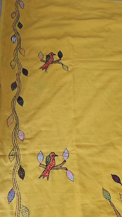 Bird kantha - Yellow