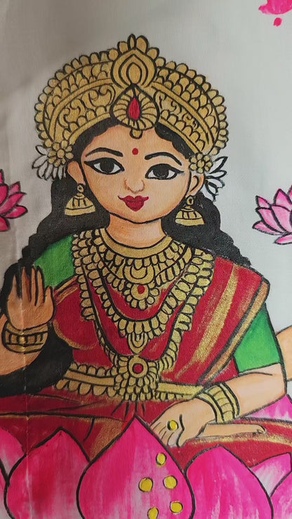 Hand-Painted Goddess Lakshmi Stitched Blouse