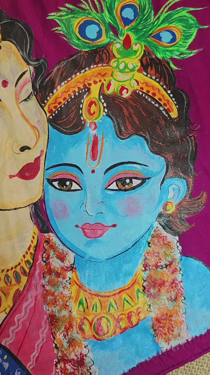 Hand-Painted Radha Krishna Stitched Blouse