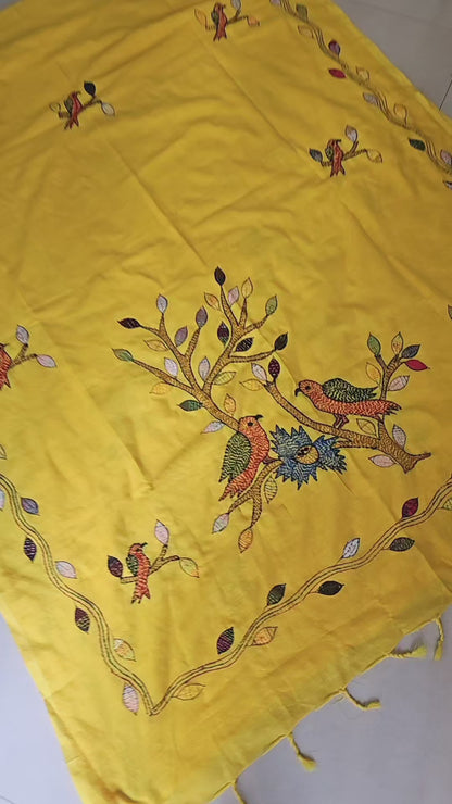 Bird kantha - Yellow
